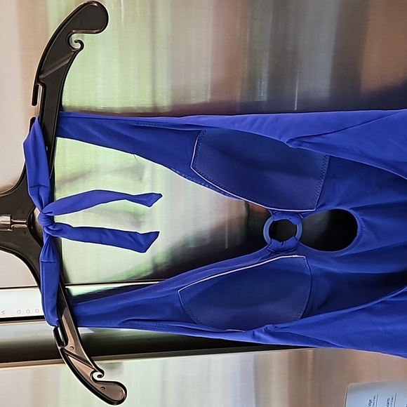 💕SEA LEVEL Eco Essentials Keyhole Halter One Piece Swimsuit Cobalt Blue 12 NWT - Picture 10 of 15